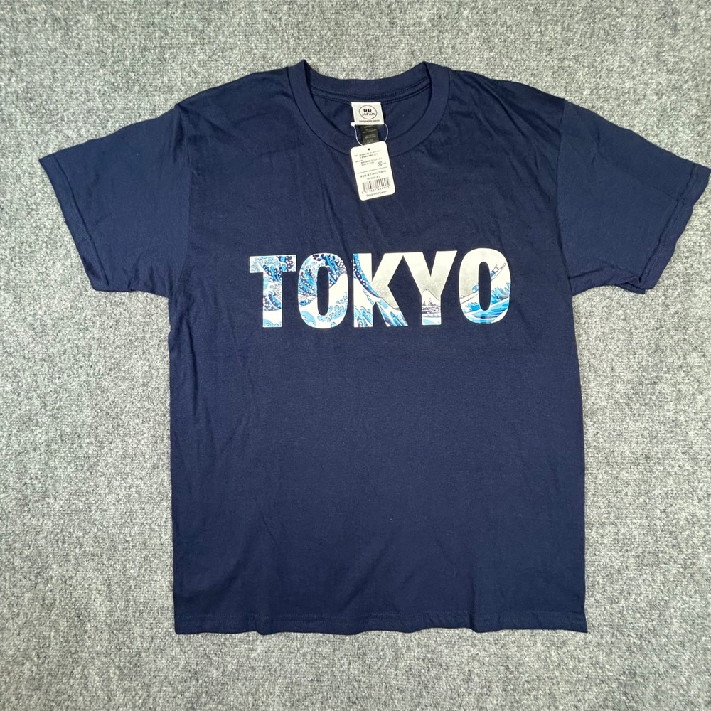 RR Japan Tokyo Wave Graphic T-Shirt Navy Blue Mens Large NWT